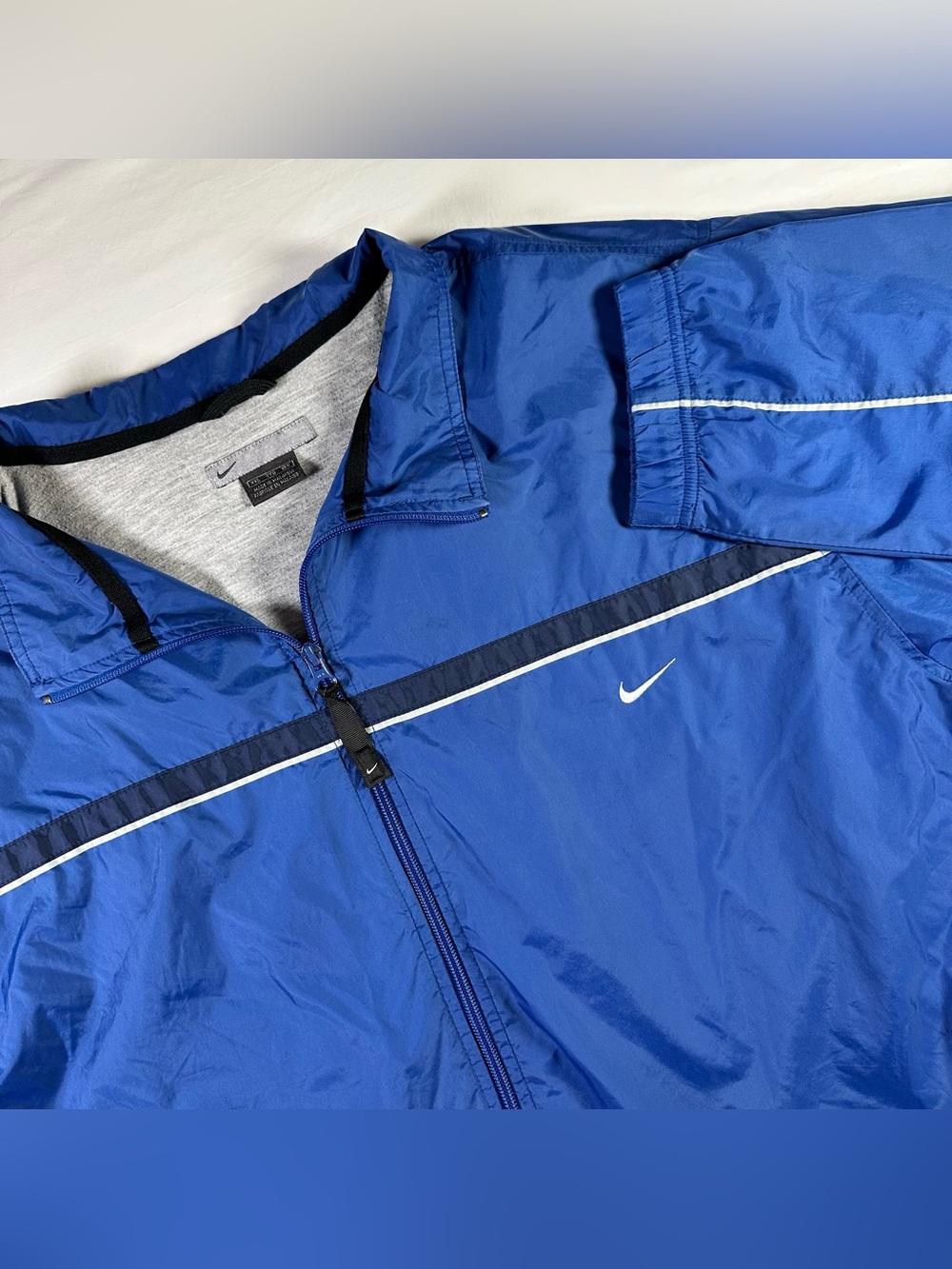 Vintage Nike Windbreaker Jacket Mens 2XL Blue Lined Full Zip 90s Y2K Sportswear
